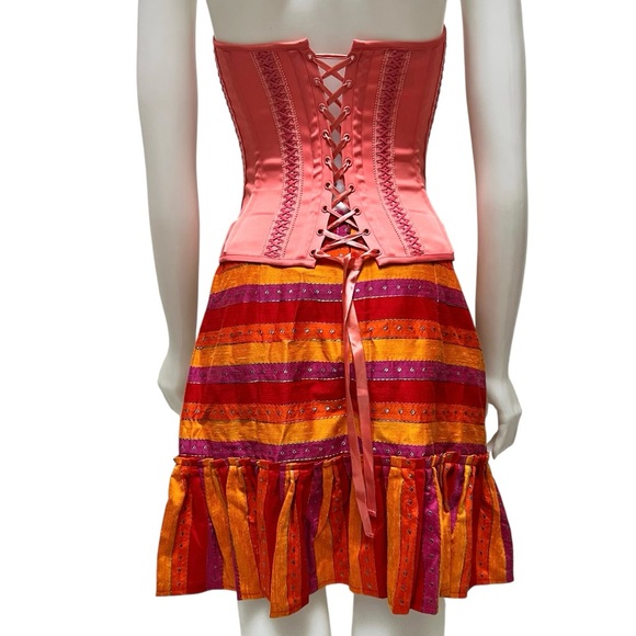 VALENTINA SHAH Silk Peplum Mini Skirt Stripe Ruffled Coquette GIRL Preppy ITALY - Picture 4 of 17